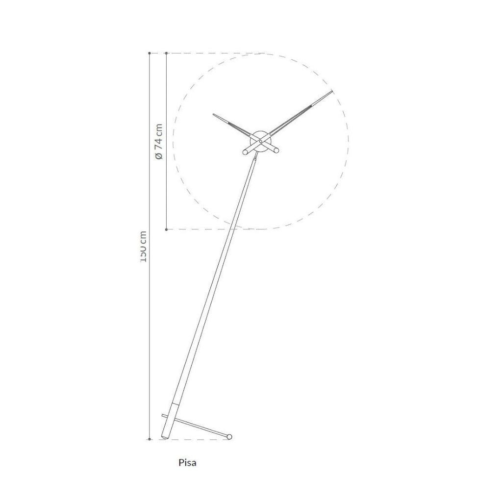 Technical drawing of a lamp with dimensions labeled