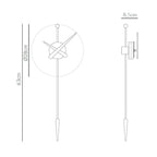Technical drawing of a wall clock with dimensions on a white background