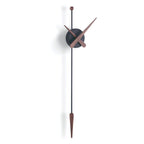 Modern wall clock with long pendulum on a white background