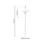 Measurement chart of a wall clock with dimensions on a white background