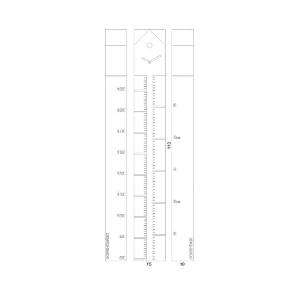 Measurement chart with ruler and scale on a white background