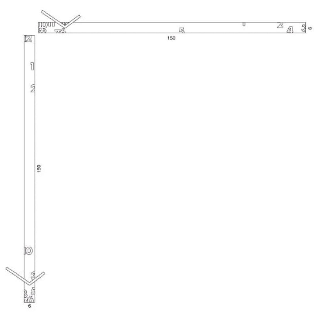 Technical drawing of a vertical structure with measurements in millimeters
