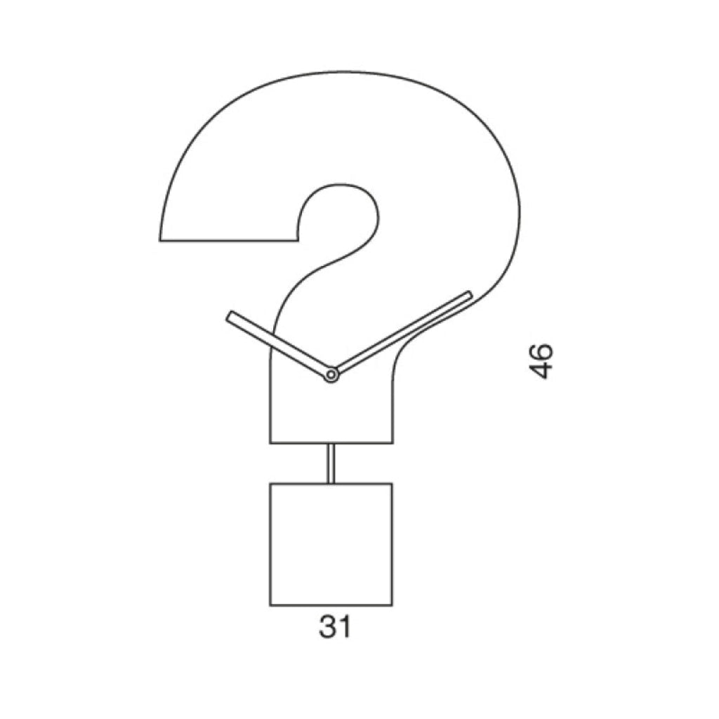 Line drawing of a lamp with measurements on a white background