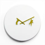 White wall clock with gold hands on a white background from Progetti available at Spacio retail stores in Mumbaii & Kolkata and online.