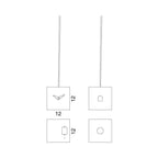 Technical drawing of a ceiling light fixture with labeled components on a white background from Progetti available at Spacio retail stores in Mumbaii & Kolkata and online.