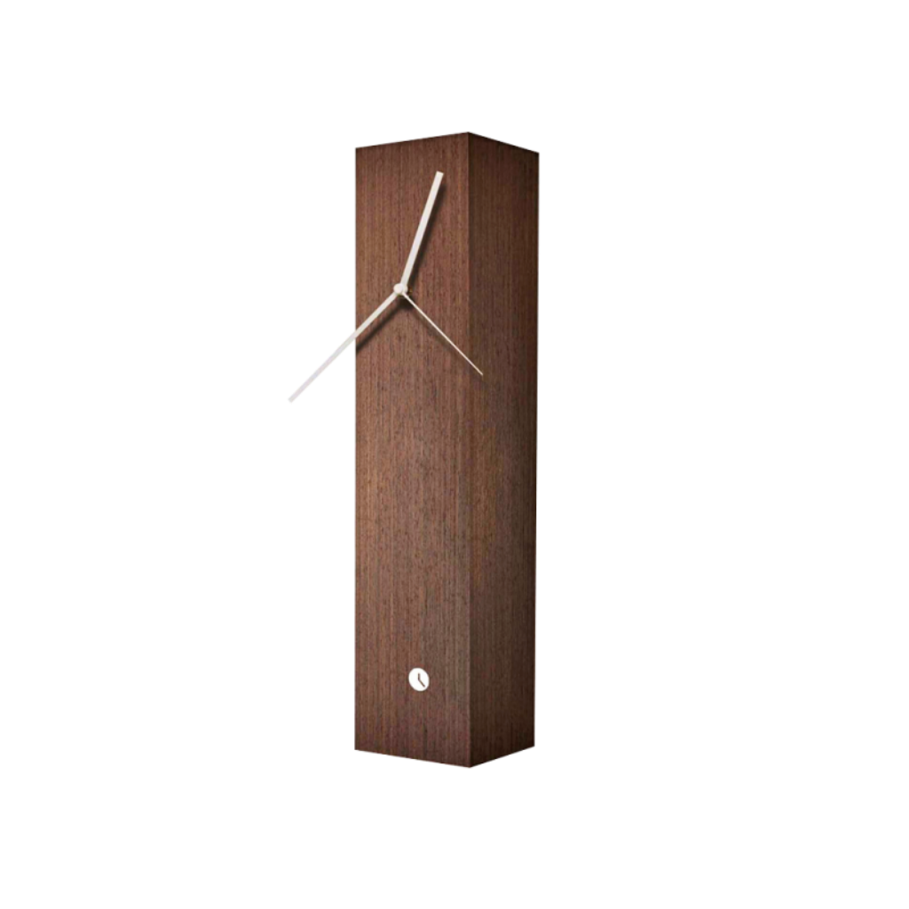 Wooden wall clock with white hands on a white background from Tothora available at Spacio retail stores in Mumbaii & Kolkata and online.