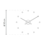 Wall clock design with dimensions on a white background